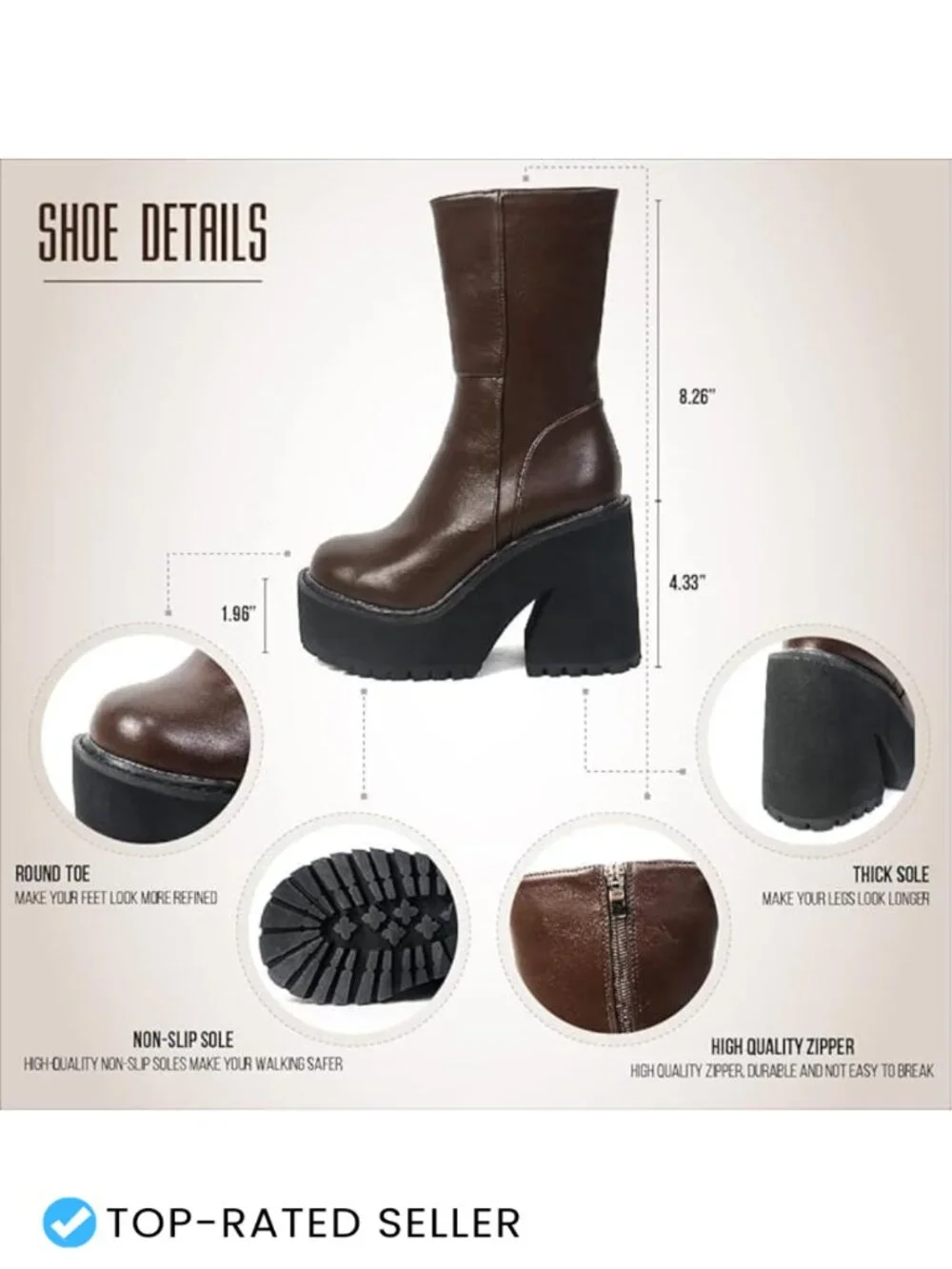 Chunky Goth Platform Ankle Boots - Faux Leather Wedge Heels